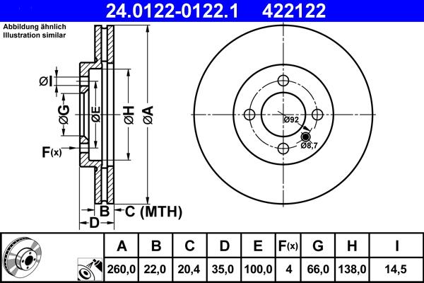 ATE 24.0122-0122.1 - Disc frana aaoparts.ro