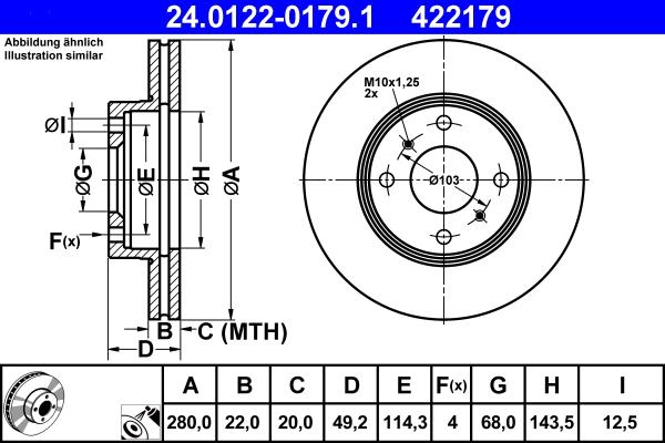 ATE 24.0122-0179.1 - Disc frana aaoparts.ro