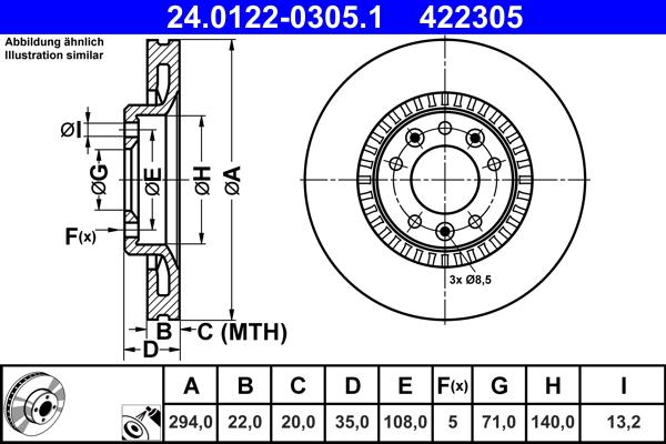 ATE 24.0122-0305.1 - Disc frana aaoparts.ro