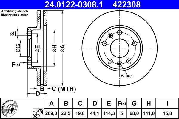 ATE 24.0122-0308.1 - Disc frana aaoparts.ro