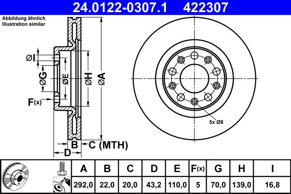 ATE 24.0122-0307.1 - Disc frana aaoparts.ro