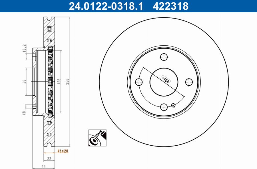 ATE 24.0122-0318.1 - Disc frana aaoparts.ro