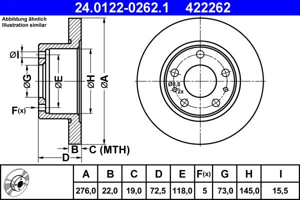 ATE 24.0122-0262.1 - Disc frana aaoparts.ro