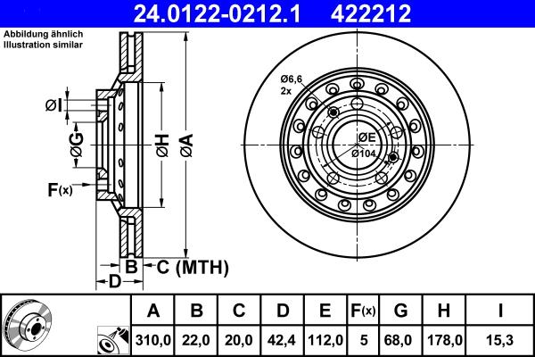 ATE 24.0122-0212.1 - Disc frana aaoparts.ro