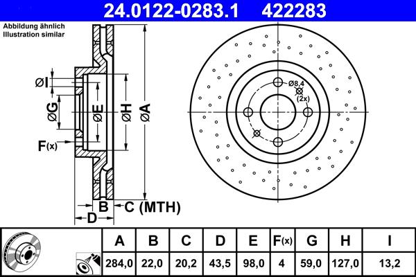 ATE 24.0122-0283.1 - Disc frana aaoparts.ro