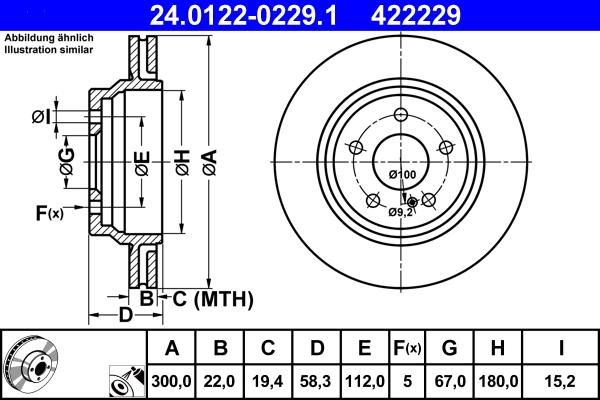 ATE 24.0122-0229.1 - Disc frana aaoparts.ro