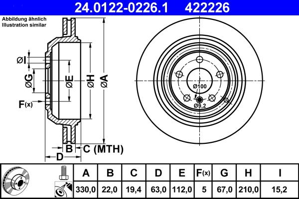 ATE 24.0122-0226.1 - Disc frana aaoparts.ro