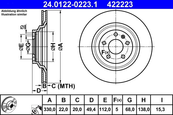 ATE 24.0122-0223.1 - Disc frana aaoparts.ro