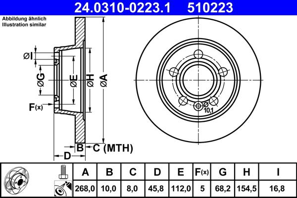 ATE 24.0310-0223.1 - Disc frana aaoparts.ro