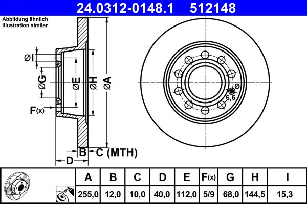 ATE 24.0312-0148.1 - Disc frana aaoparts.ro