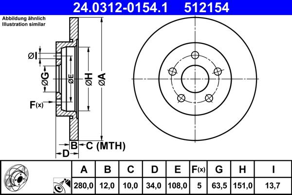 ATE 24.0312-0154.1 - Disc frana aaoparts.ro