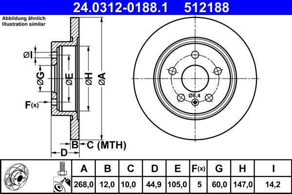 ATE 24.0312-0188.1 - Disc frana aaoparts.ro