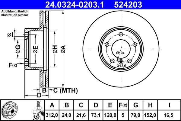 ATE 24.0324-0203.1 - Disc frana aaoparts.ro