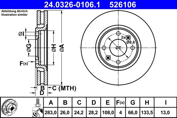 ATE 24.0326-0106.1 - Disc frana aaoparts.ro