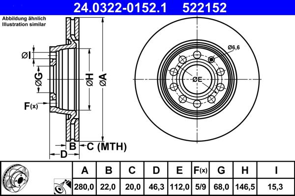 ATE 24.0322-0152.1 - Disc frana aaoparts.ro