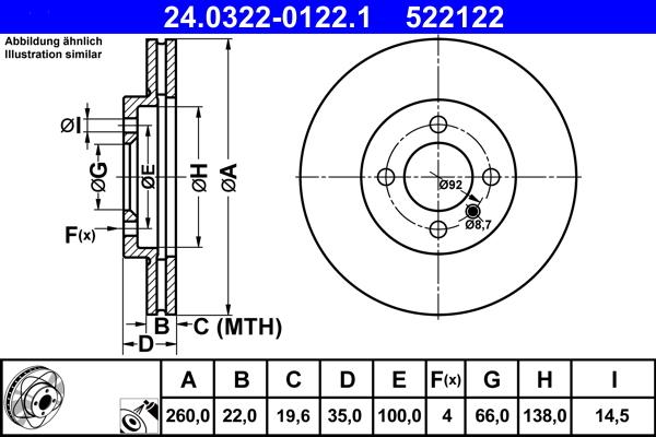 ATE 24.0322-0122.1 - Disc frana aaoparts.ro