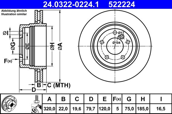 ATE 24.0322-0224.1 - Disc frana aaoparts.ro