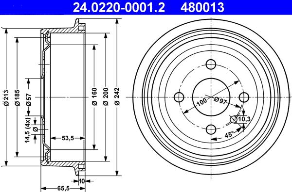 ATE 24.0220-0001.2 - Tambur frana aaoparts.ro