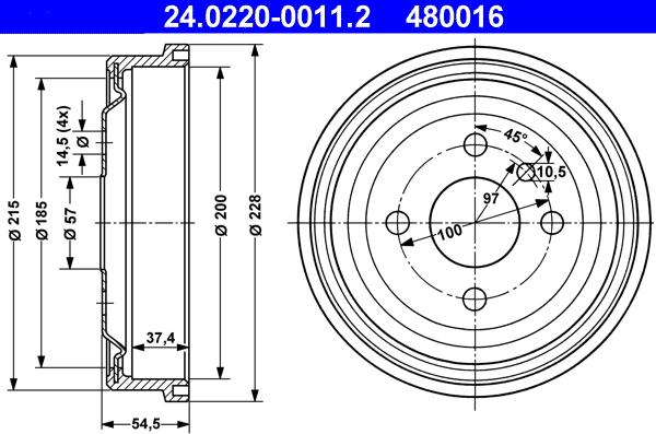 ATE 24.0220-0011.2 - Tambur frana aaoparts.ro