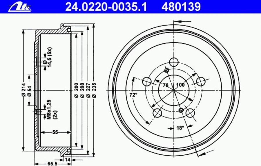 ATE 24022000351 - Tambur frana aaoparts.ro