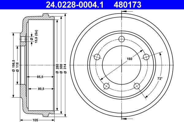 ATE 24.0228-0004.1 - Tambur frana aaoparts.ro