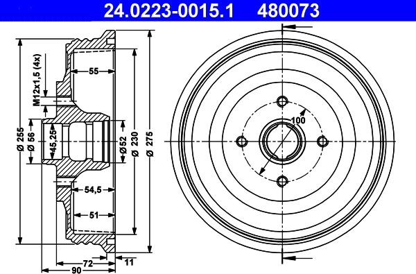 ATE 24.0223-0015.1 - Tambur frana aaoparts.ro