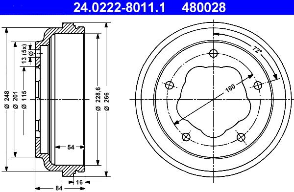 ATE 24.0222-8011.1 - Tambur frana aaoparts.ro