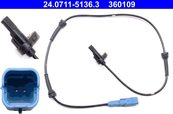 ATE 24.0711-5136.3 - Senzor,turatie roata aaoparts.ro