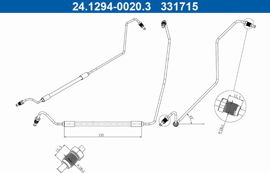 ATE 24.1294-0020.3 - Furtun frana aaoparts.ro