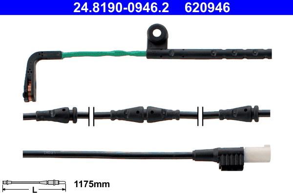 ATE 24.8190-0946.2 - Senzor de avertizare,uzura placute de frana aaoparts.ro