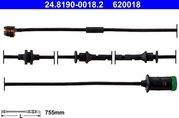 ATE 24.8190-0018.2 - Senzor de avertizare,uzura placute de frana aaoparts.ro