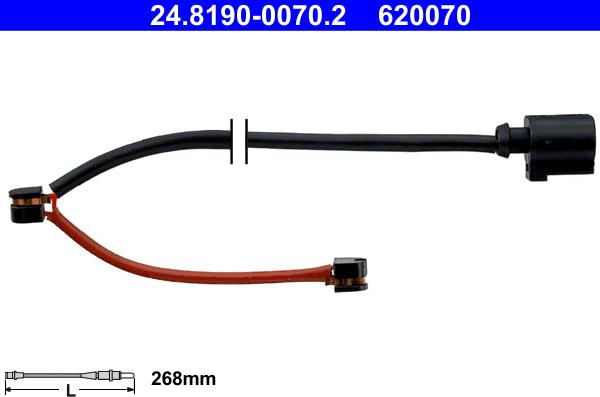 ATE 24.8190-0070.2 - Senzor de avertizare,uzura placute de frana aaoparts.ro