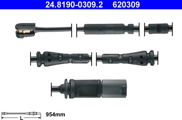 ATE 24.8190-0309.2 - Senzor de avertizare,uzura placute de frana aaoparts.ro