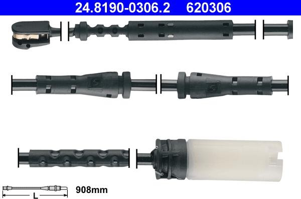 ATE 24.8190-0306.2 - Senzor de avertizare,uzura placute de frana aaoparts.ro