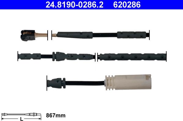 ATE 24.8190-0286.2 - Senzor de avertizare,uzura placute de frana aaoparts.ro