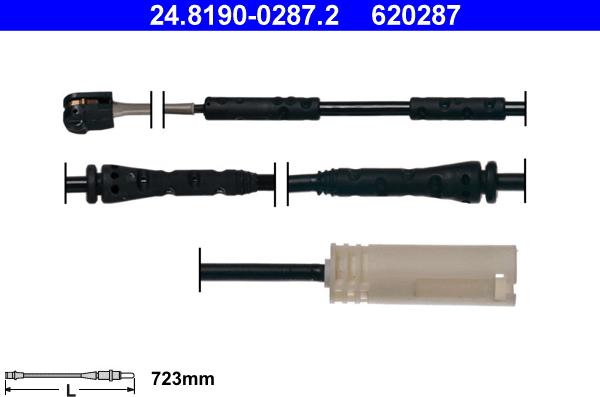 ATE 24.8190-0287.2 - Senzor de avertizare,uzura placute de frana aaoparts.ro