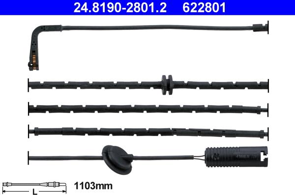 ATE 24.8190-2801.2 - Senzor de avertizare,uzura placute de frana aaoparts.ro
