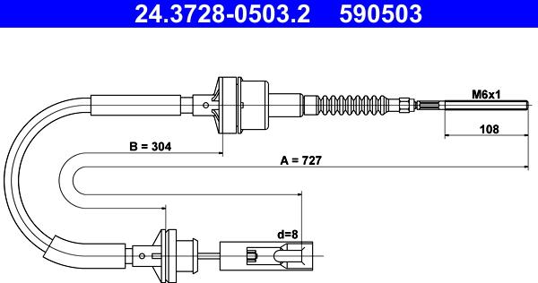 ATE 24.3728-0503.2 - Cablu ambreiaj aaoparts.ro