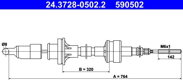 ATE 24.3728-0502.2 - Cablu ambreiaj aaoparts.ro
