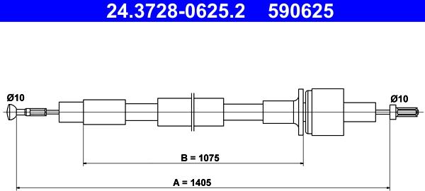ATE 24.3728-0625.2 - Cablu ambreiaj aaoparts.ro