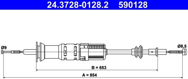 ATE 24.3728-0128.2 - Cablu ambreiaj aaoparts.ro