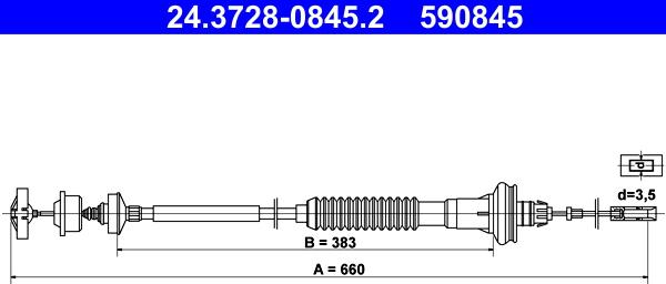 ATE 24.3728-0845.2 - Cablu ambreiaj aaoparts.ro