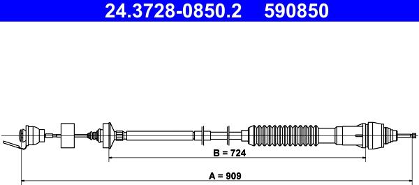 ATE 24.3728-0850.2 - Cablu ambreiaj aaoparts.ro