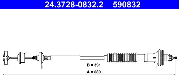 ATE 24.3728-0832.2 - Cablu ambreiaj aaoparts.ro