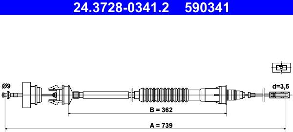 ATE 24.3728-0341.2 - Cablu ambreiaj aaoparts.ro