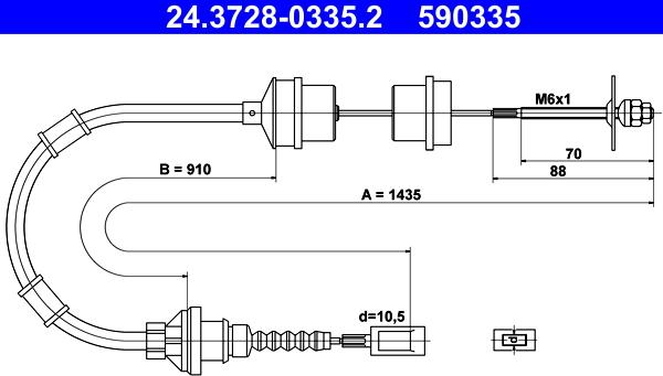 ATE 24.3728-0335.2 - Cablu ambreiaj aaoparts.ro