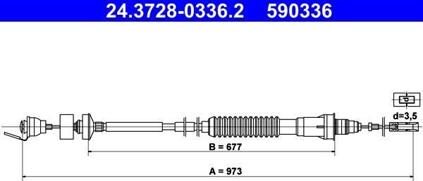 ATE 24.3728-0336.2 - Cablu ambreiaj aaoparts.ro