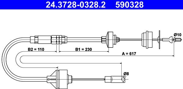 ATE 24.3728-0328.2 - Cablu ambreiaj aaoparts.ro