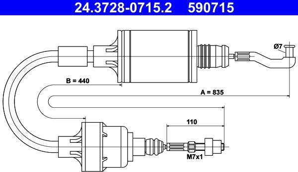 ATE 24.3728-0715.2 - Cablu ambreiaj aaoparts.ro