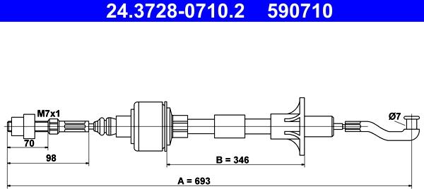 ATE 24.3728-0710.2 - Cablu ambreiaj aaoparts.ro